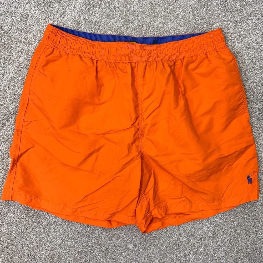 Polo Ralph Lauren Swim Trunks Mens XL Orange Mesh Lined Pony Logo EUC